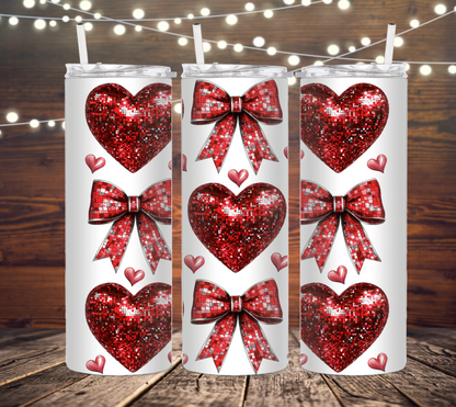 30 OZ SKINNY TUMBLER DISCO HEARTS AND BOWS