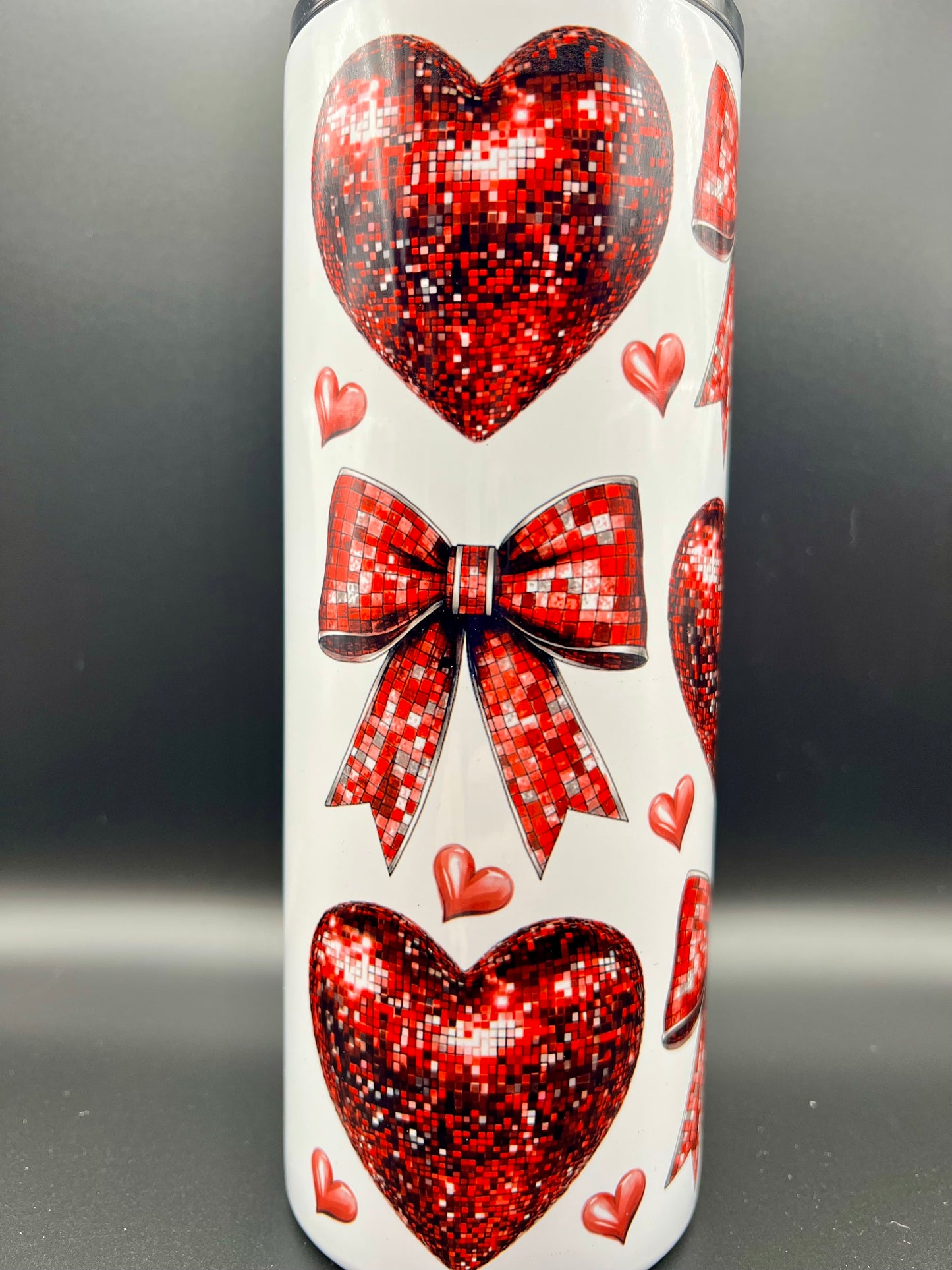 30 OZ SKINNY TUMBLER DISCO HEARTS AND BOWS