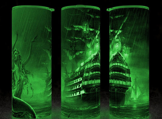 25 OZ PIRATE SHIP TUMBLER GLOW IN THE DARK