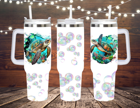 40 OZ TUMBLER WITH HANDLE SEA TURTLES