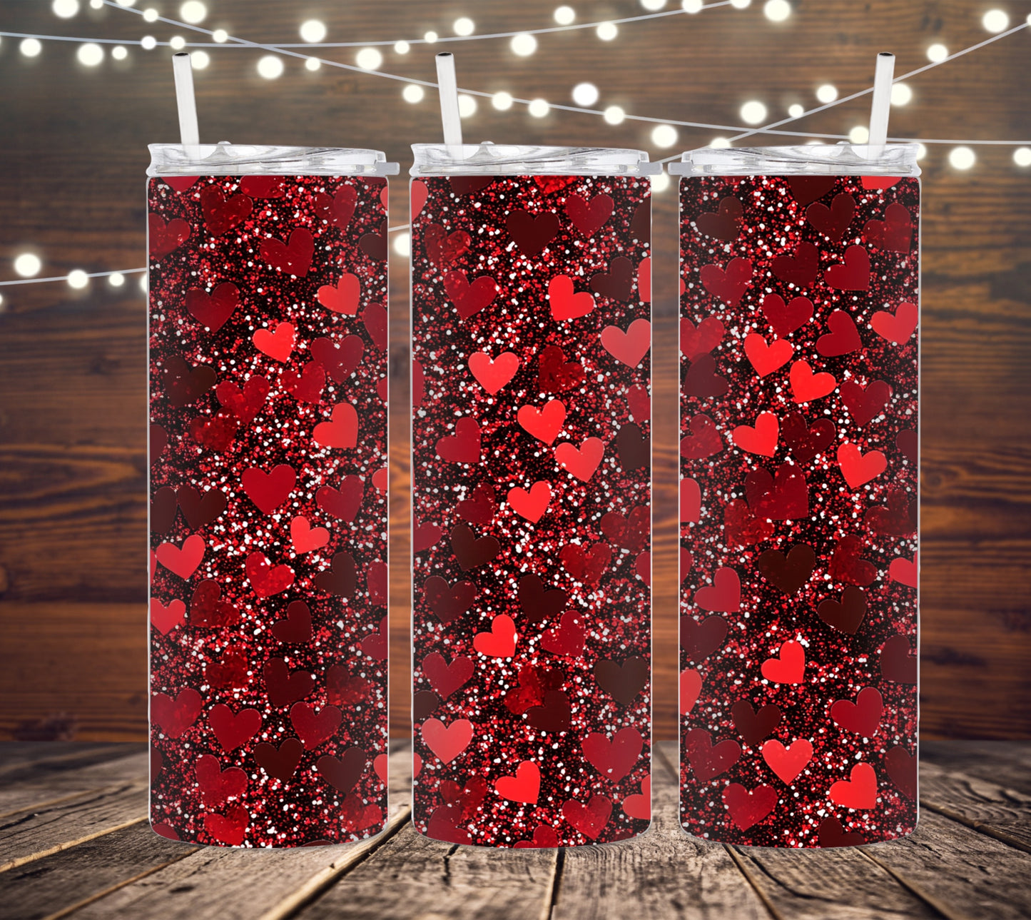 20 OZ SKINNY TUMBLER VALENTINE GLITTER