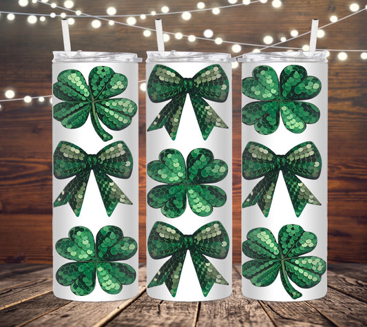 20 OZ SKINNY TUMBLER BOWS AND CLOVERS