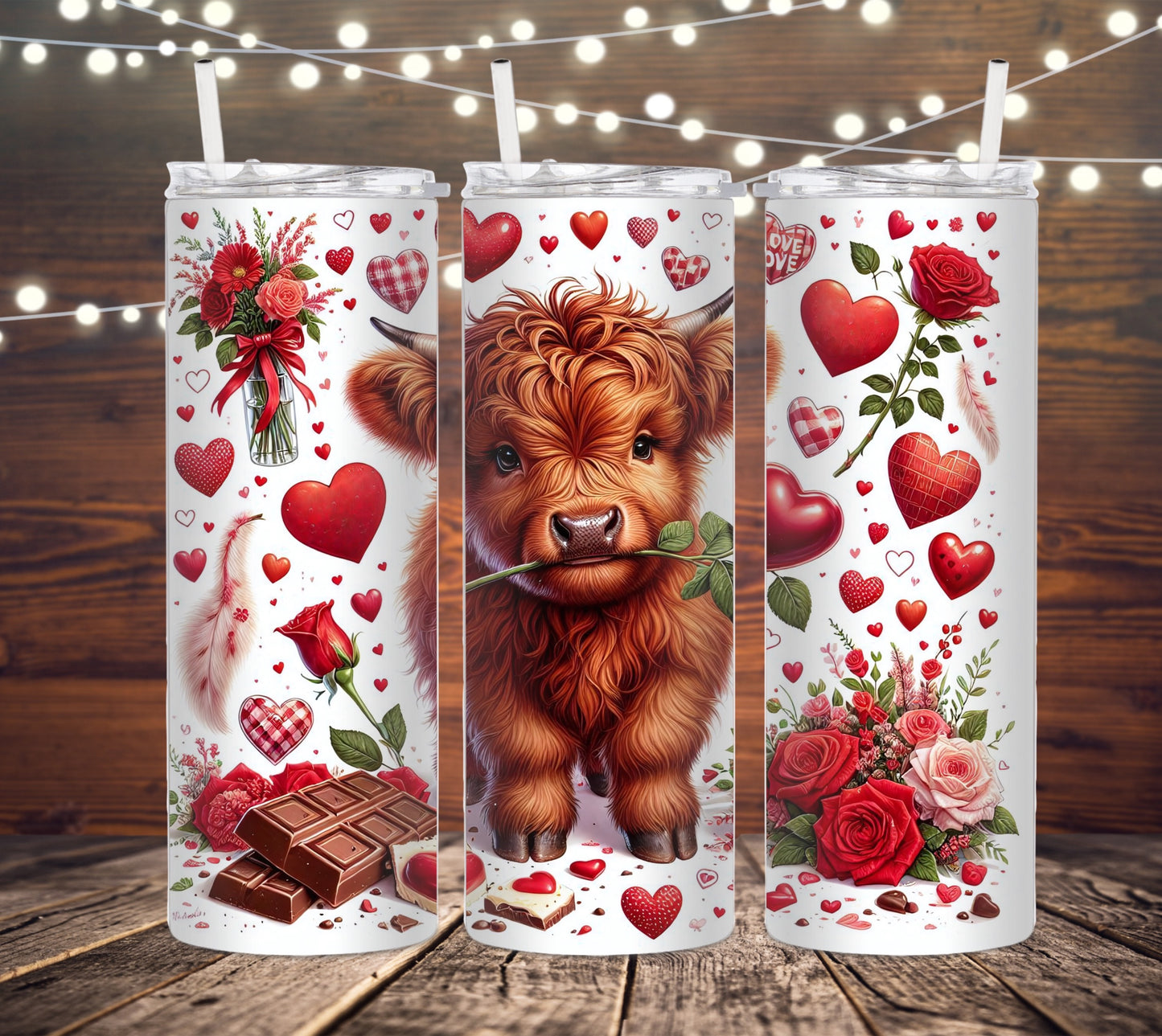 20 OZ SKINNY TUMBLER VALENTINE COW