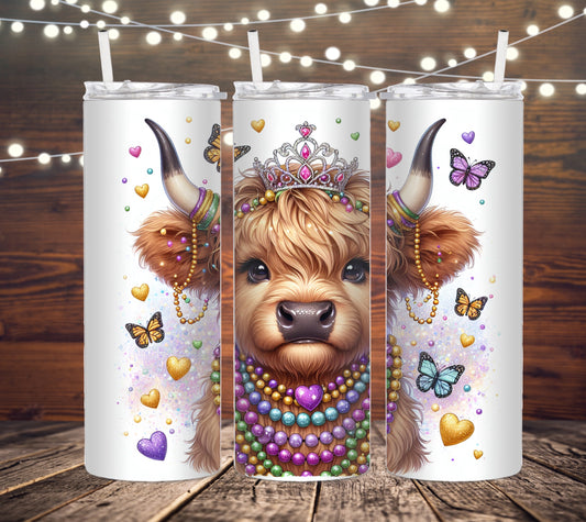 20 OZ SKINNY TUMBLER MARDI GRAS COW