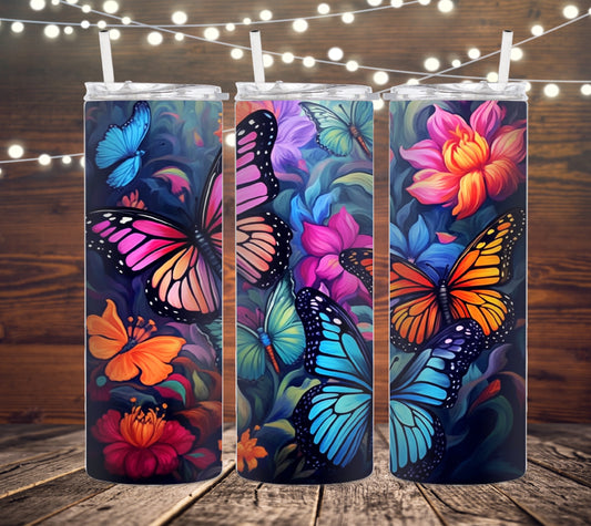 20 OZ SKINNY TUMBLER BUTTERFLIES