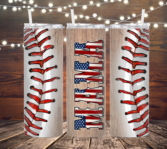 20 OZ SKINNY TUMBLER BASEBALL MAMA