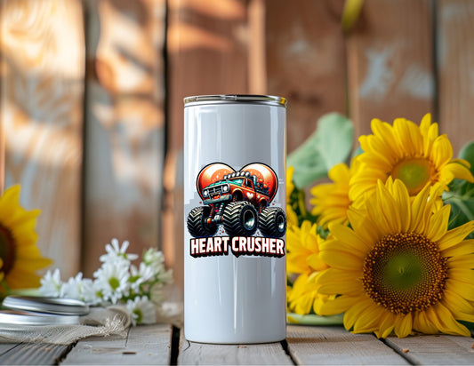 KIDS SS TUMBLER VALENTINES MONSTER TRUCK "HEART CRUSHER"