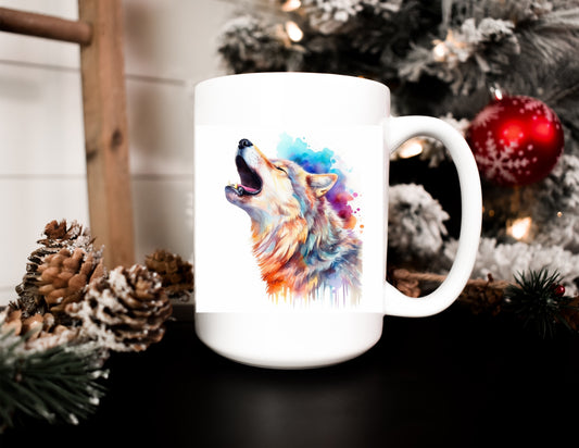 15 OZ CERAMIC COFFEE WOLF